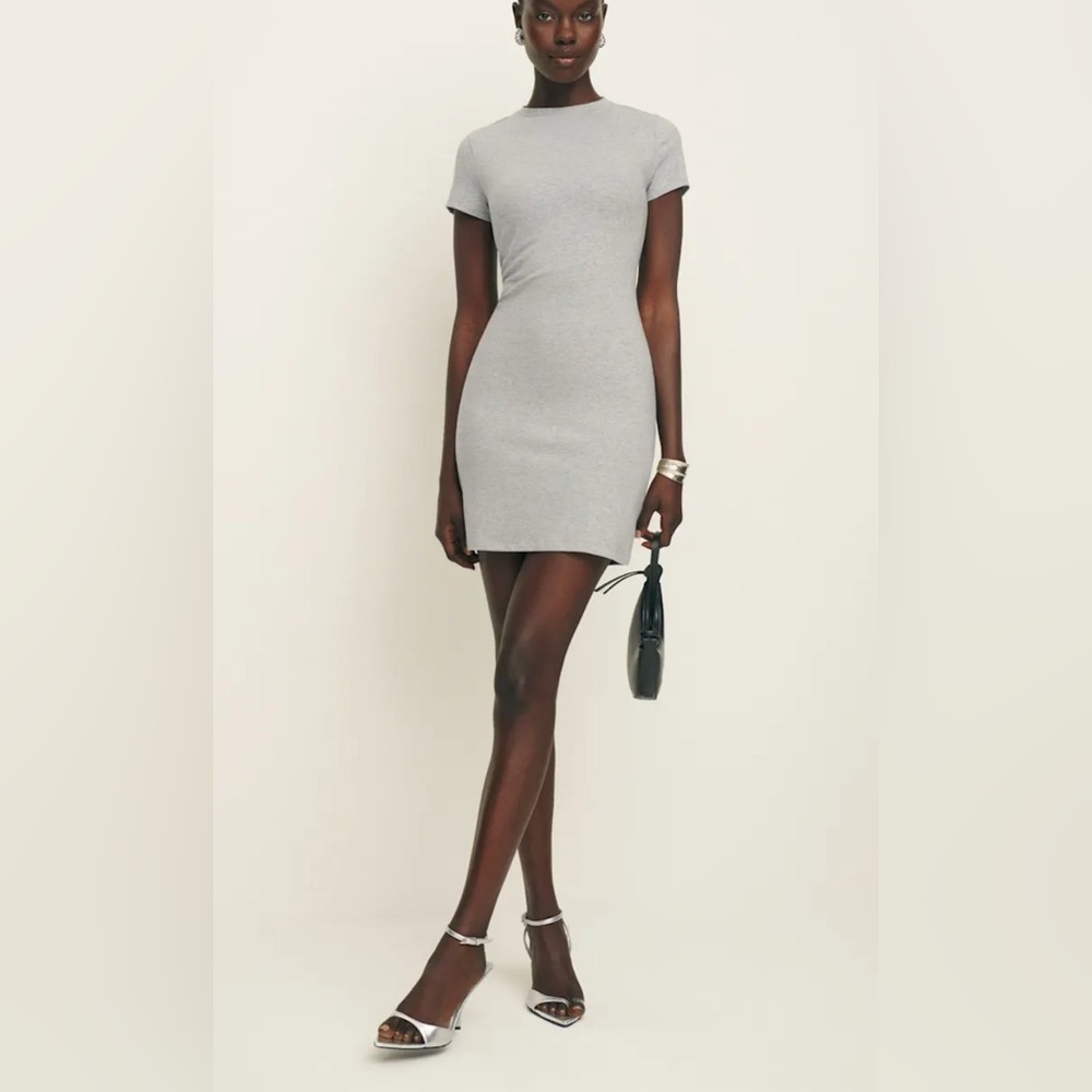 Reformation Gray Short Sleeve Bodycon Dress